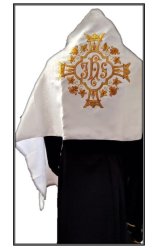 White - Humeral Veil With Gold Orphreys - Ihs Embroidery