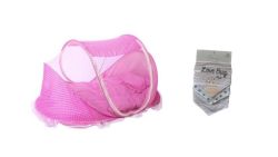 Folding Baby Mosquito Net With Sleeping Tent Set - Pink And 3 Bibs
