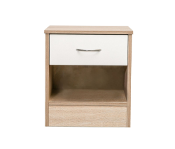 Bedstand Side Table Pedestal With Drawer In Oak White Finish