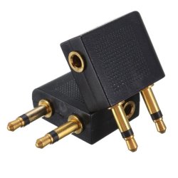 2 Pcs 3.5mm To 2 X 3.5mm Airplane Golden Plated Headphone Jack Plug Adapter Shipping