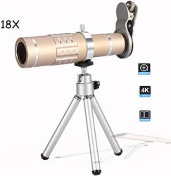Fosa Cell Phone Camera Lens Kit Universal 18X Optical Zoom Telephoto Telescope Lens With Tripod Gold