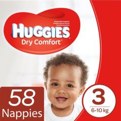 Huggies Dry Comfort Nappies Size 3 58S