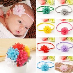 Set Of 10 X Gorgeous & Very Cute .... Baby And Toddler Chiffon Flower Headband