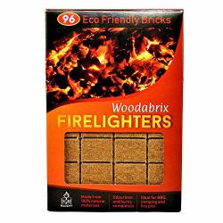 Natural Wood Eco Firelighters. 96 Sustainable Fire-starters Ideal For Wood Burners Fire Pits Pizza Ovens Bbqs. No Kindling Required. Lights Even When Damp.