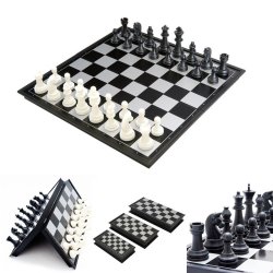 Portable 2 In 1 Magnetic Foldable International Chess checkers Board Games Toy
