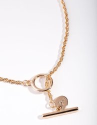 Goldair Gold Round Chain T-bar Necklace