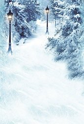 Leyiyi 3X5FT Photography Background Watercolor Painting Fairy Tale Winter Forest Merry Christmas Happy New Year Backdrop Frost Fir Snowing Path Photo Portrait Vinyl Studio