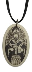 Touchstone St Arnold Of Soissons Porcelain Oval Medal On Braided Cord Patron Saint Of Beer And Brewers