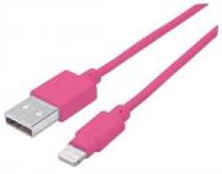 Manhattan Ilynk Lightning Cable Type A Male To 8 Pin Male 1 M 3 Ft. Pink Retail Box Limited Lifetime Warranty