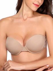 Joateay Women's Strapless Self Adhesive Bra Reusable Backless Sticky Push Up Bra Invisible Nude Cup A