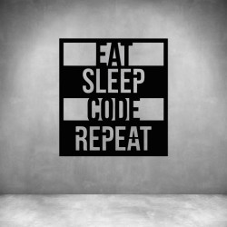 Eat Sleep Code Repeat - Matt Silver L 1000 X H 920MM