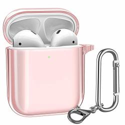 Atumtek Airpods Case Crystal Clear Protective Airpods Tpu Cover Compatible With Apple Airpods 1 2 Wireless Charging Case With Carabiner keychain Front LED Visible Shockproof