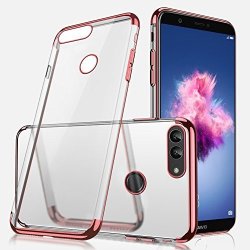 Huawei P Smart Case Huawei P Smart Clear Case Ultra-thin Crystal Clear Shock Absorption Electroplating Transparent Bumper Silicone Gel Rubber Soft Tpu Cover Case