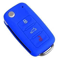 2 Pack Vw Skoda Seat 3 Buttons Silicone Car Key Protection Case Car Key Cover Fob Holder Navy Blue