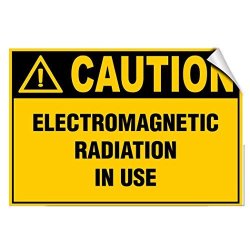 Caution Electromagnetic Radiation In Use Hazard Vinyl Label Decal Sticker 10 Inches X 14 Inches