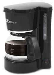 Elite Cuisine EHC-5055 Automatic Brew & Drip Coffee Maker With Pause N Serve Reusable Filter On off Switch Water Level Indicator 5 Cup Capacity Black