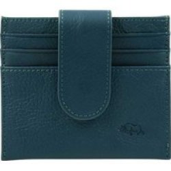Genuine Leather Wallet With Clip Closure Blue