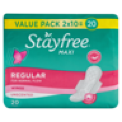 Maxi Regular Unscented Sanitary Pads With Wings 20 Pack