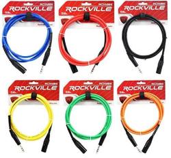6 Rockville 6' Male Rean Xlr To 1 4" Trs Balanced Cable Ofc 6 Colors