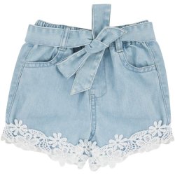 Made 4 Baby Girls Denim Shorts & Lace Trim 6-12M