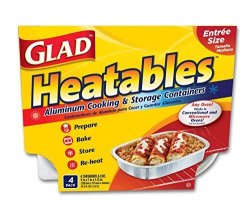 Glad Heatables With Lids Reusable Aluminum Cooking & Storage Containers Conventional & Microwave Oven Safe Dishwasher Safe Medium Pack Of 4