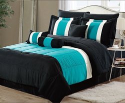 Empire Home 7 Piece Solid Embroidered Flower Oversized Comforter Set 21150
