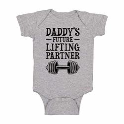 Daddy's Future Lifting Partner - Funny Cute Infant Creeper One-piece Baby Bodysuit Light Grey 6 Months