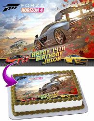 Forza Horizon 4 Edible Cake Image Topper Personalized Birthday 1 2 Sheet Custom Sheet Party Birthday Sugar Frosting Transfer Fondant Image Best Quality Edible Image For Cake