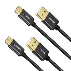 Ugreen USB Type C Cable USB C Fast Charger Cable Braided 2PACK For Samsung Galaxy S8 S8 Plus Note 8 Gopro Hero 6 Google