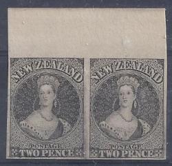 New Zealand 1855 Qv 2d Plate Proof Marginal Pair Very Fine