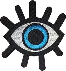 Papapatch Eye Eyeball Tattoo Wicca Retro Goth Occult Punk Rock Sewing Iron On Embroidered Patch - Blue Iron-eye-bl