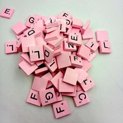 Gbell 100 Wooden Scrabble Tiles Black Letters Numbers For Crafts Wood Alphabets By Pink