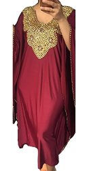 Midi Teresa - Style Dress 13 - Hand-beaded Kaftan Dress Abaya XL Wine