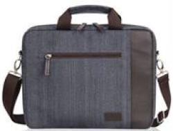 Macaroni Messo 15.6 Soft Linen Messenger Bag With Handles And Strap-blue Grey