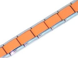 Italian Charms & Bracelets - 9MM Starter Bracelet With Orange Centre - 18 Links