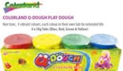 Colorland Qdough Non Toxic 4 Vibrant Colours MINI Play Dough In Own Tubs- 4 Vibrant Colours Blue-red-green-yellow MINI Play Dough In Individual Tubs For