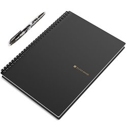 2018 Upgraded Newest Version Elfinbook Smart Notebook 2.0 Cloud Storage Evernote Storage Water-to-erase Mind Map Reusable Notebook Pilot Frixion Pen 60 Pages B5 6.9"X9.8" Black