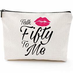 Fun 50TH Birthday Gifts For Women-talk Fifty To Me-makeup Travel Case Makeup Bag Gifts