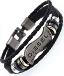 Killer Deals Pu Vegan Leather Diesel Multi-layered Rope Bracelet S - Black