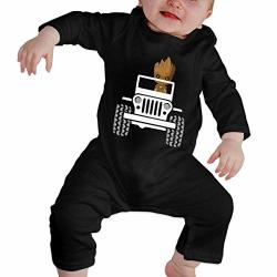Baby Groot Drive A Jeep Baby Boys' Long Sleeve Romper Jumpsuit Bodysuit Black