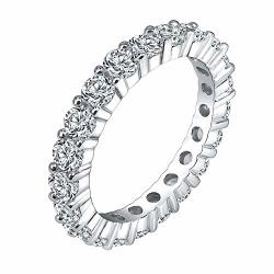 Aoedej Round Cz Sterling Silver Simulated Diamond Eternity Band Rings Stacking Ring Wedding Rings 9