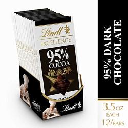 Lindt Excellence 95% Cocoa Dark Chocolate Bar 3.5 Oz 12 Pack