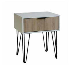 Milan Nightstand Side Table Pedestal Bedside Table White And Beech Drawer