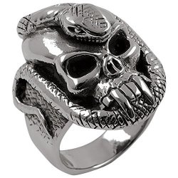 Skull & Snake - Silver Ring
