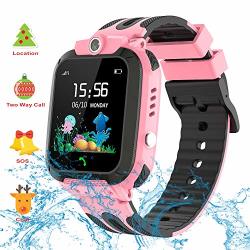 Themoemoe Kids Gps Watch. Kids Smartwatch With Gps Tracker Touch Screen IP68 Waterproof Gps lbs Camera Sos Phone Game Birthday Gift For Girls Boys Pink