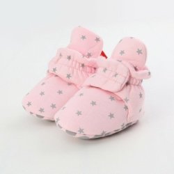 0-1 Year Old Spring And Autumn Knitted Baby Shoes Warm Toddler Cotton Shoes Size:inner Length 11CM Pink Stars