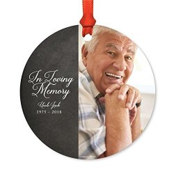 Andaz Press Photo Personalized Memorial Round Metal Christmas Ornament In Loving Memory Uncle Jack 1975 - 2018 1-PACK Custom Includes Ribbon And Gift Bag
