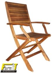 Galway Folding Chair With Armsrests - Solid Wood