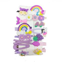 4AKID Assorted Hairclips For Girls - 14 Piece - Purple