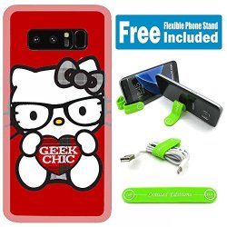 Ashely Cases For Samsung Galaxy S8 Cover Case Skin With Flexible Phone Stand - Hello Kitty Nerd Red
